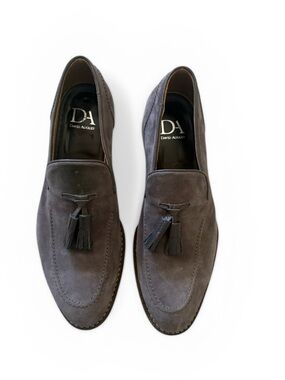 David August Made in Italy Men's Luxury Gray Suede Tassel Loafers Size 8